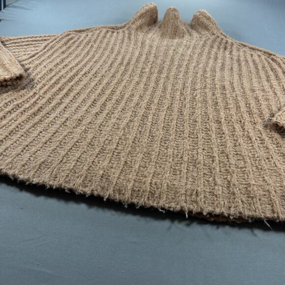 Free People Sweater Orange Chunky Knit Wool Blend Turtle Neck Boho Womens Medium - Picture 4 of 7